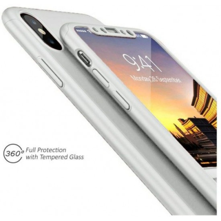 Husa Apple iPhone XS Max Full Cover 360 Argintiu + Folie de protectie [4]