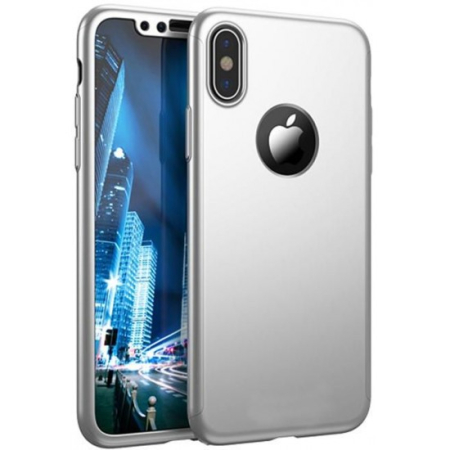 Husa Apple iPhone XS Max Full Cover 360 Argintiu + Folie de protectie [2]