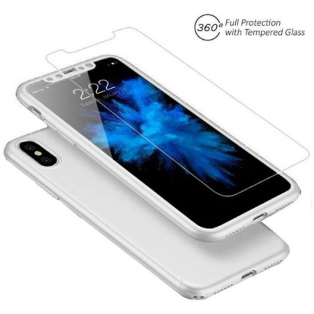 Husa Apple iPhone XS Max Full Cover 360 Argintiu + Folie de protectie [3]
