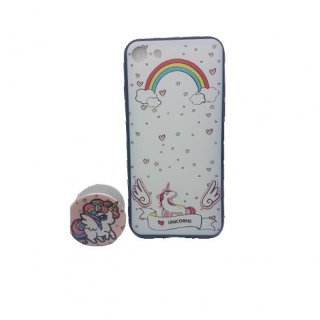 Huse de telefoane - Husa Apple iPhone XS Max Multicolor Model Unicorn Popsocket inclus