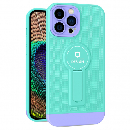 GSM - Husa Armor Design cu Stand pentru Apple iPhone 7/8G/SE2, Blue/Mov, Suport Auto Magnetic, Wireless Charge, Protectie Antisoc, Flippy