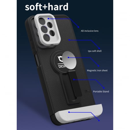 Husa Armor Design cu Stand pentru iPhone 12 Pro, Negru/Alb, Suport Auto Magnetic, Wireless Charge, Protectie Antisoc, Flippy [5]
