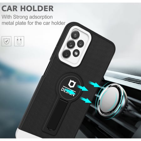 Husa Armor Design cu Stand pentru iPhone 13 Pro Max, Negru/Alb, Suport Auto Magnetic, Wireless Charge, Protectie Antisoc, Flippy [4]