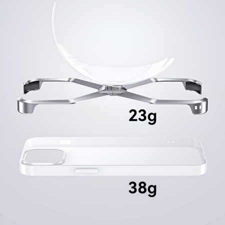 Husa Armor X Compatibila cu iPhone 15 Pro, Flippy, Aliaj de Aluminiu, Antisoc, Antizgarieturi, Impermeabila, Margini cu 2 Straturi, Aderent, Montare Usoara, Surubelnita Inclusa, Gri Metalizat [2]