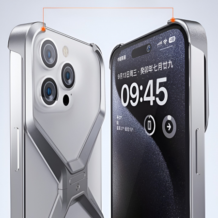 Husa Armor X Compatibila cu iPhone 15 Pro Max, Flippy, Aliaj de Aluminiu, Antisoc, Antizgarieturi, Impermeabila, Margini cu 2 Straturi, Aderent, Montare Usoara, Surubelnita Inclusa, Gri Metalizat [3]