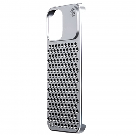 Husa Aromaterapia Compatibila cu iPhone 15 Pro Max, Flippy, Antisoc, Antizgariere, Protectie Camera si Supraincalzire, din Aliaj de Aluminiu, Argintiu [1]