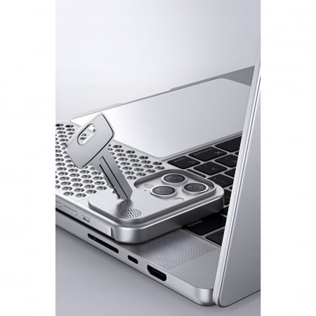 Husa Aromaterapia Compatibila cu iPhone 15 Pro Max, Flippy, Antisoc, Antizgariere, Protectie Camera si Supraincalzire, din Aliaj de Aluminiu, Argintiu [7]