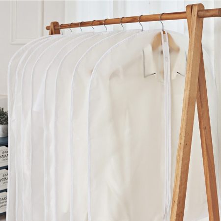 Husa de Depozitare cu Fermoar, Flippy, pentru Haine, de Protectie, pentru Voiaj, Netesut, Rezistent la Praf, 60x120 cm, Transparent-Alb [3]