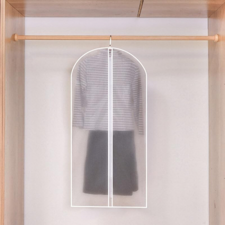 Husa de Depozitare cu Fermoar, Flippy, pentru Haine, de Protectie, pentru Voiaj, Netesut, Rezistent la Praf, 60x120 cm, Transparent-Alb [4]