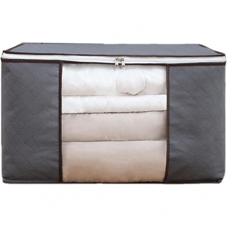 Pentru Casa si Camping - Husa de Depozitare, Flippy, Intrebuintare Multipla, Pliabila, cu Fermoar Bidirectional si Fereastra Laterala Transparenta, Lavabila, 60x40x35 cm, Gri