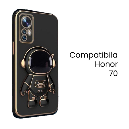 Husa de Protectie 2 in 1, Flippy, Husa de Protectie pentru Honor 70, Model Astronaut, Husa cu Suport, din TPU, Negru [1]