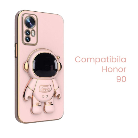 Husa de Protectie 2 in 1, Flippy, Husa de Protectie pentru Honor 90, Model Astronaut, Husa cu Suport, din TPU, Roz [1]