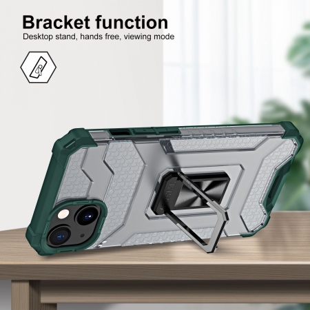 Husa de protectie Flippy compatibila cu Apple iPhone 13 Acrylic Armor cu suport Verde Inchis [2]