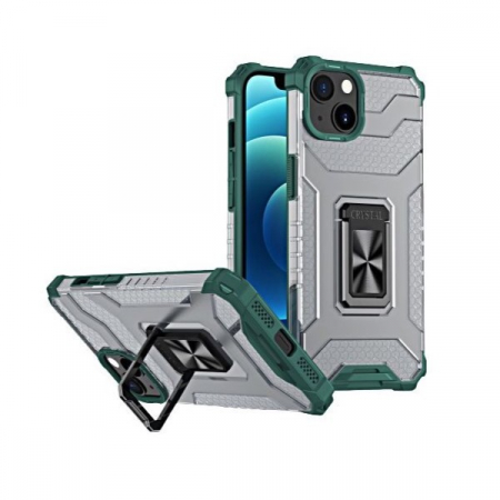 GSM - Husa de protectie Flippy compatibila cu Apple iPhone 13 Acrylic Armor cu suport Verde Inchis