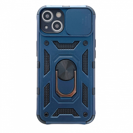 GSM - Husa de protectie Flippy compatibila cu Apple iPhone 13 Defender Model 4 cu suport,Albastru