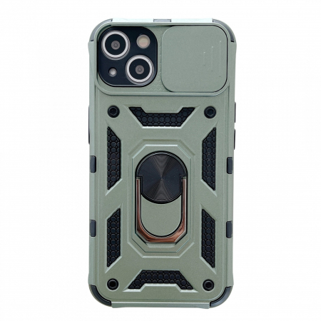 Husa de protectie Flippy compatibila cu Apple iPhone 13 Defender Model 4 cu suport,Verde [0]