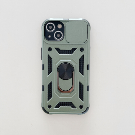 Husa de protectie Flippy compatibila cu Apple iPhone 13 Defender Model 4 cu suport,Verde [1]