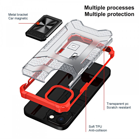 Husa de protectie Flippy compatibila cu Apple iPhone 13 Mini Acrylic Armor cu suport Rosu [5]