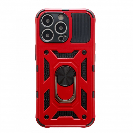 GSM - Husa de protectie Flippy compatibila cu Apple iPhone 13 Pro Defender Model 4 cu suport,Rosu