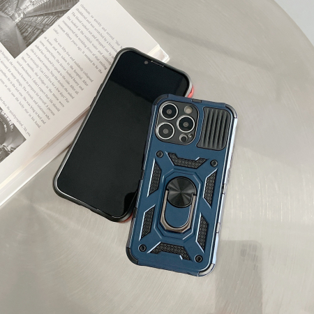 Husa de protectie Flippy compatibila cu Apple iPhone 13 Pro Max Defender Model 4 cu suport,Albastru [2]