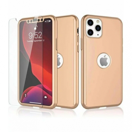 Husa de protectie Flippy compatibila cu Samsung S21 5G Full Cover 360 Auriu + Folie de protectie [4]
