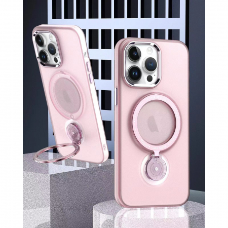 Husa de protectie Flippy, cu incarcare Wireless, Tehnologie Magsafe, TPU, Inel magnetic rotativ cu functie de suport, pentru Samsung Galaxy S23 Ultra , Rose Gold [5]