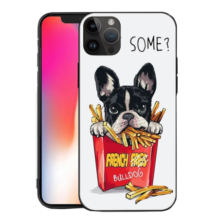 Telefoane și accesorii - Husa de Protectie, Flippy, Husa de Protectie pentru iPhone 15 Pro Max, din TPU, Imprimeu Bulldog SOME, Alb