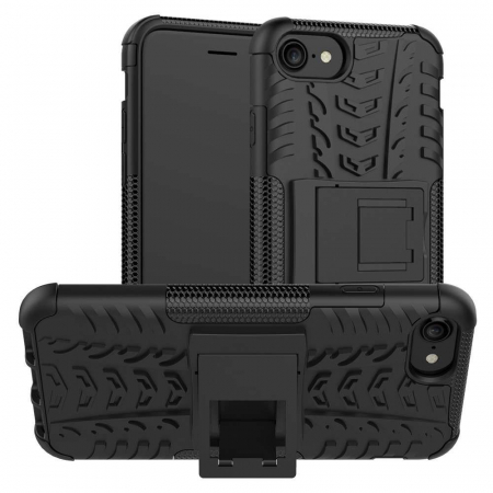 GSM - Husa de protectie Flippy pentru Apple iPhone SE 2020 Defender Model 3 cu Suport, Negru