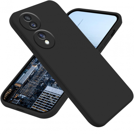 Huse de telefoane - Husa de Protectie, Flippy, pentru Honor 70, Liquid Silicone, cu Microfibra pe Interior, Protectie Antisoc, Compatibil Incarcare Wireless, Negru