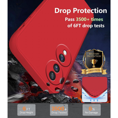 Husa de Protectie, Flippy, pentru Honor 70, Liquid Silicone, cu Microfibra pe Interior, Protectie Antisoc, Compatibil Incarcare Wireless, Rosu [2]