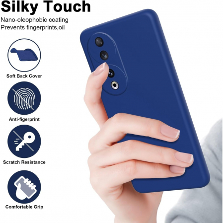 Husa de Protectie, Flippy, pentru Honor 90, Liquid Silicone, cu Microfibra pe Interior, Protectie Antisoc, Compatibil Incarcare Wireless, Albastru [3]