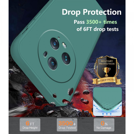 Husa de Protectie, Flippy, pentru Honor Magic 5 Pro, Liquid Silicone, cu Microfibra pe Interior, Protectie Antisoc, Compatibil Incarcare Wireless, Verde [3]