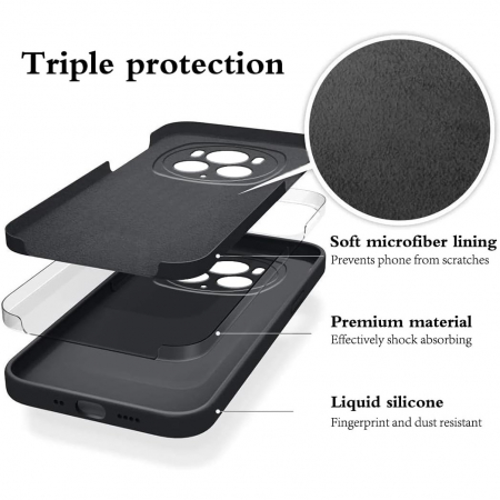 Husa de Protectie, Flippy, pentru Honor Magic 6 Pro, Liquid Silicone, cu Microfibra pe Interior, Protectie Antisoc, Compatibil Incarcare Wireless, Negru [3]