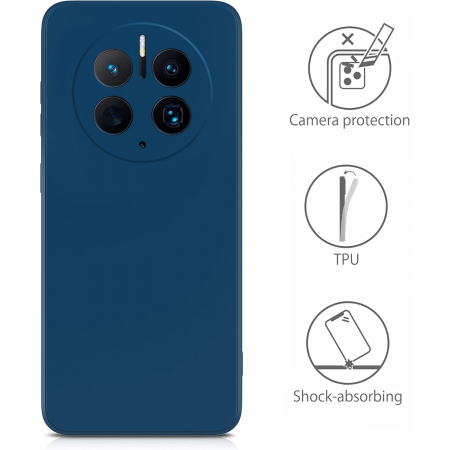 Husa de Protectie, Flippy, pentru Huawei Mate 50 Pro, Liquid Silicone, cu Microfibra pe Interior, Protectie Antisoc, Compatibil Incarcare Wireless, Albastru [3]