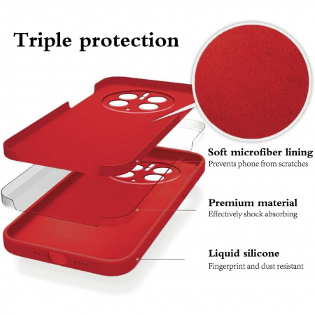 Husa de Protectie, Flippy, pentru Huawei Mate 50 Pro, Liquid Silicone, cu Microfibra pe Interior, Protectie Antisoc, Compatibil Incarcare Wireless, Rosu [10]