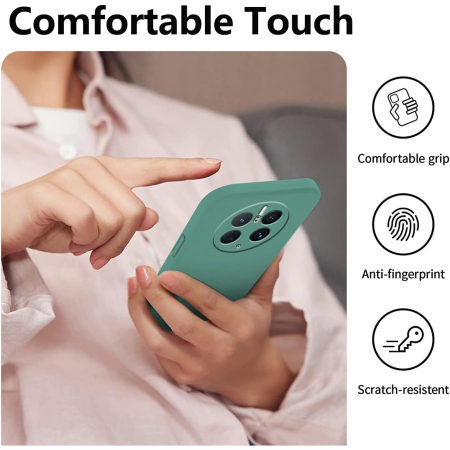 Husa de Protectie, Flippy, pentru Huawei Mate 50 Pro, Liquid Silicone, cu Microfibra pe Interior, Protectie Antisoc, Compatibil Incarcare Wireless, Verde [7]