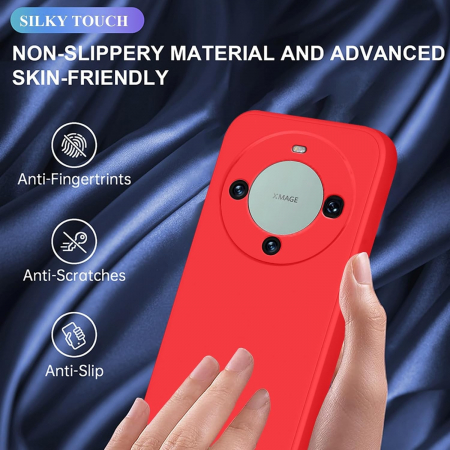 Husa de Protectie, Flippy, pentru Huawei Mate 60 Pro, Liquid Silicone, cu Microfibra pe Interior, Protectie Antisoc, Compatibil Incarcare Wireless, Rosu [6]