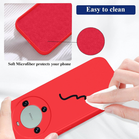 Husa de Protectie, Flippy, pentru Huawei Mate 60 Pro, Liquid Silicone, cu Microfibra pe Interior, Protectie Antisoc, Compatibil Incarcare Wireless, Rosu [3]