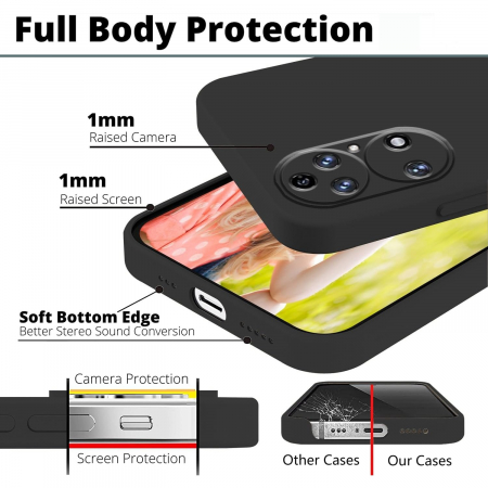 Husa de Protectie, Flippy, pentru Huawei P50 Pro, Liquid Silicone, cu Microfibra pe Interior, Protectie Antisoc, Compatibil Incarcare Wireless, Negru [1]
