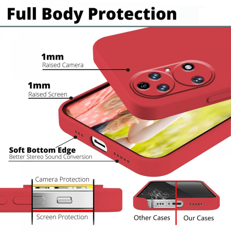 Husa de Protectie, Flippy, pentru Huawei P50 Pro, Liquid Silicone, cu Microfibra pe Interior, Protectie Antisoc, Compatibil Incarcare Wireless, Rosu [2]