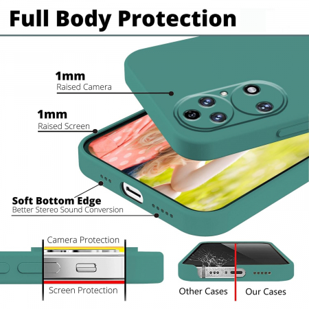 Husa de Protectie, Flippy, pentru Huawei P50 Pro, Liquid Silicone, cu Microfibra pe Interior, Protectie Antisoc, Compatibil Incarcare Wireless, Verde [3]