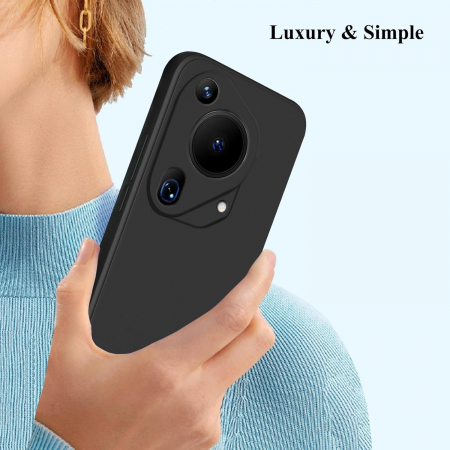 Husa de Protectie, Flippy, pentru Huawei Pura 70, Liquid Silicone, cu Microfibra pe Interior, Protectie Antisoc, Compatibil Incarcare Wireless, Negru [2]