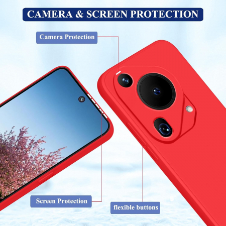 Husa de Protectie, Flippy, pentru Huawei Pura 70, Liquid Silicone, cu Microfibra pe Interior, Protectie Antisoc, Compatibil Incarcare Wireless, Rosu [3]