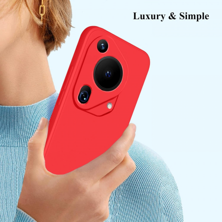Husa de Protectie, Flippy, pentru Huawei Pura 70, Liquid Silicone, cu Microfibra pe Interior, Protectie Antisoc, Compatibil Incarcare Wireless, Rosu [2]
