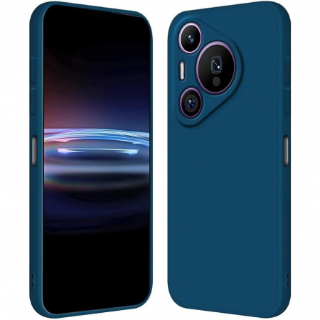 GSM - Husa de Protectie, Flippy, pentru Huawei Pura 70 Pro, Liquid Silicone, cu Microfibra pe Interior, Protectie Antisoc, Compatibil Incarcare Wireless, Albastru