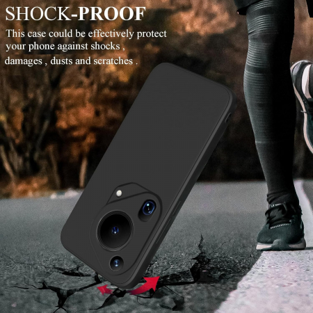 Husa de Protectie, Flippy, pentru Huawei Pura 70 Pro, Liquid Silicone, cu Microfibra pe Interior, Protectie Antisoc, Compatibil Incarcare Wireless, Negru [4]