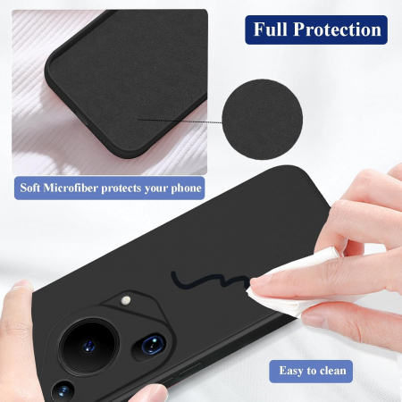 Husa de Protectie, Flippy, pentru Huawei Pura 70 Pro, Liquid Silicone, cu Microfibra pe Interior, Protectie Antisoc, Compatibil Incarcare Wireless, Negru [5]