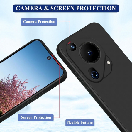 Husa de Protectie, Flippy, pentru Huawei Pura 70 Pro, Liquid Silicone, cu Microfibra pe Interior, Protectie Antisoc, Compatibil Incarcare Wireless, Negru [3]