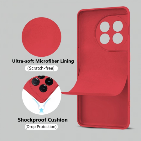 Husa de Protectie, Flippy, pentru OnePlus 11 5G, Liquid Silicone, cu Microfibra pe Interior, Protectie Antisoc, Compatibil Incarcare Wireless, Rosu [3]