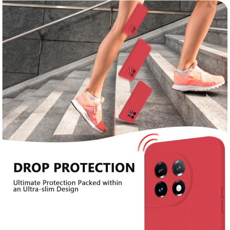 Husa de Protectie, Flippy, pentru OnePlus 11 5G, Liquid Silicone, cu Microfibra pe Interior, Protectie Antisoc, Compatibil Incarcare Wireless, Rosu [2]